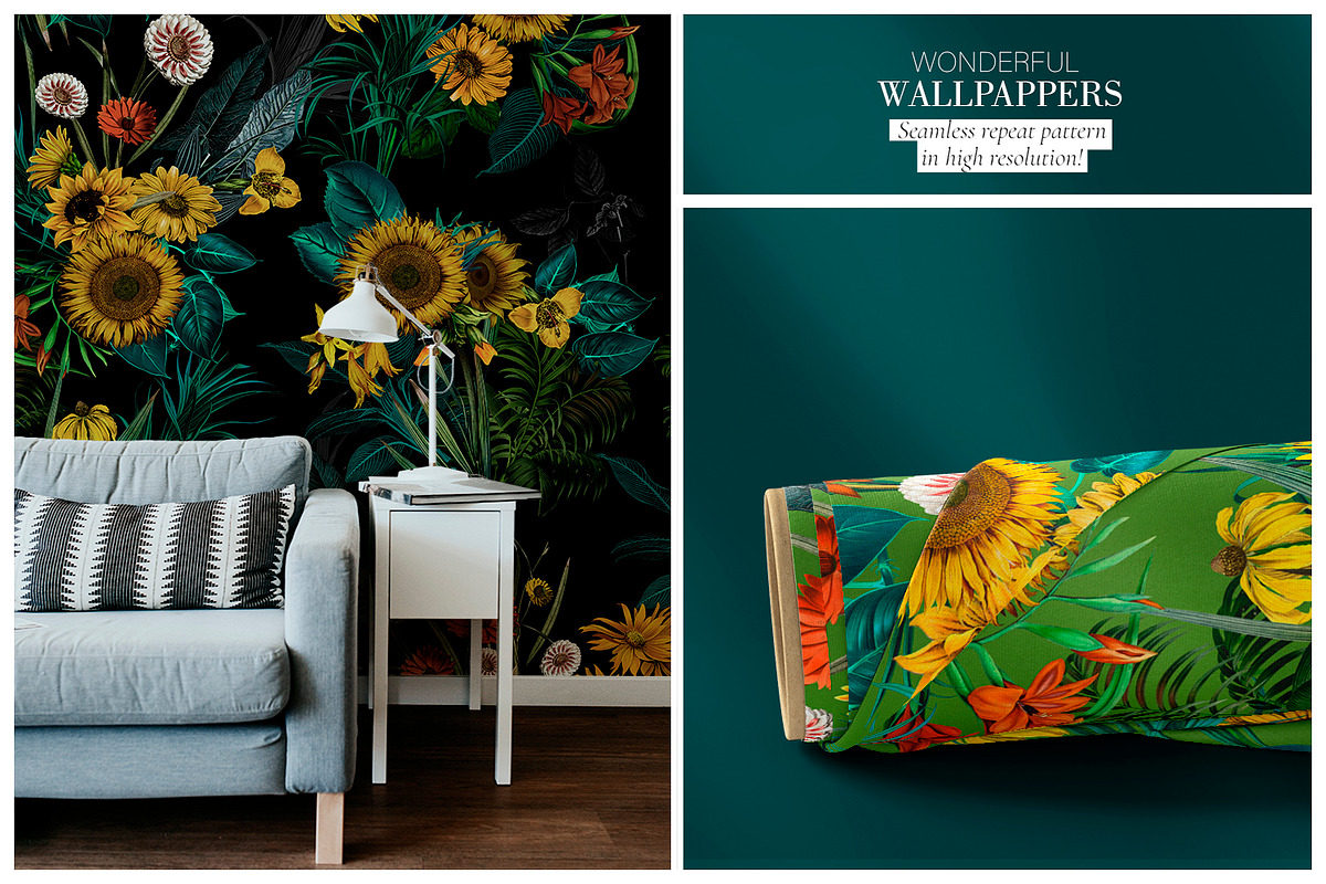 Sunflower Pattern denim, a Wallpaper Graphic by Luiz da Rolt Grathwohl (Photo 7 of 10)