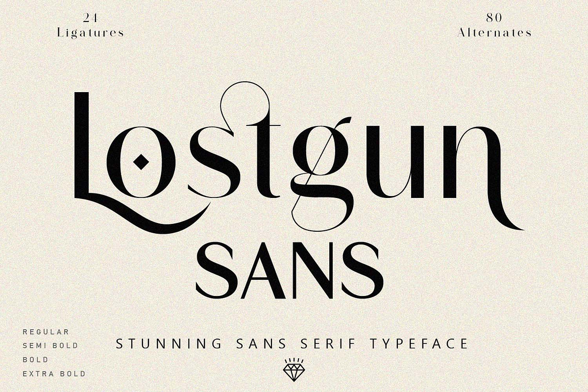Lostgun Sans | Modern Typeface, a Sans Serif Font by Qaratype (Photo 1 of 17)