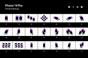 Phone 14 Pro - 21 Mockups Scenes