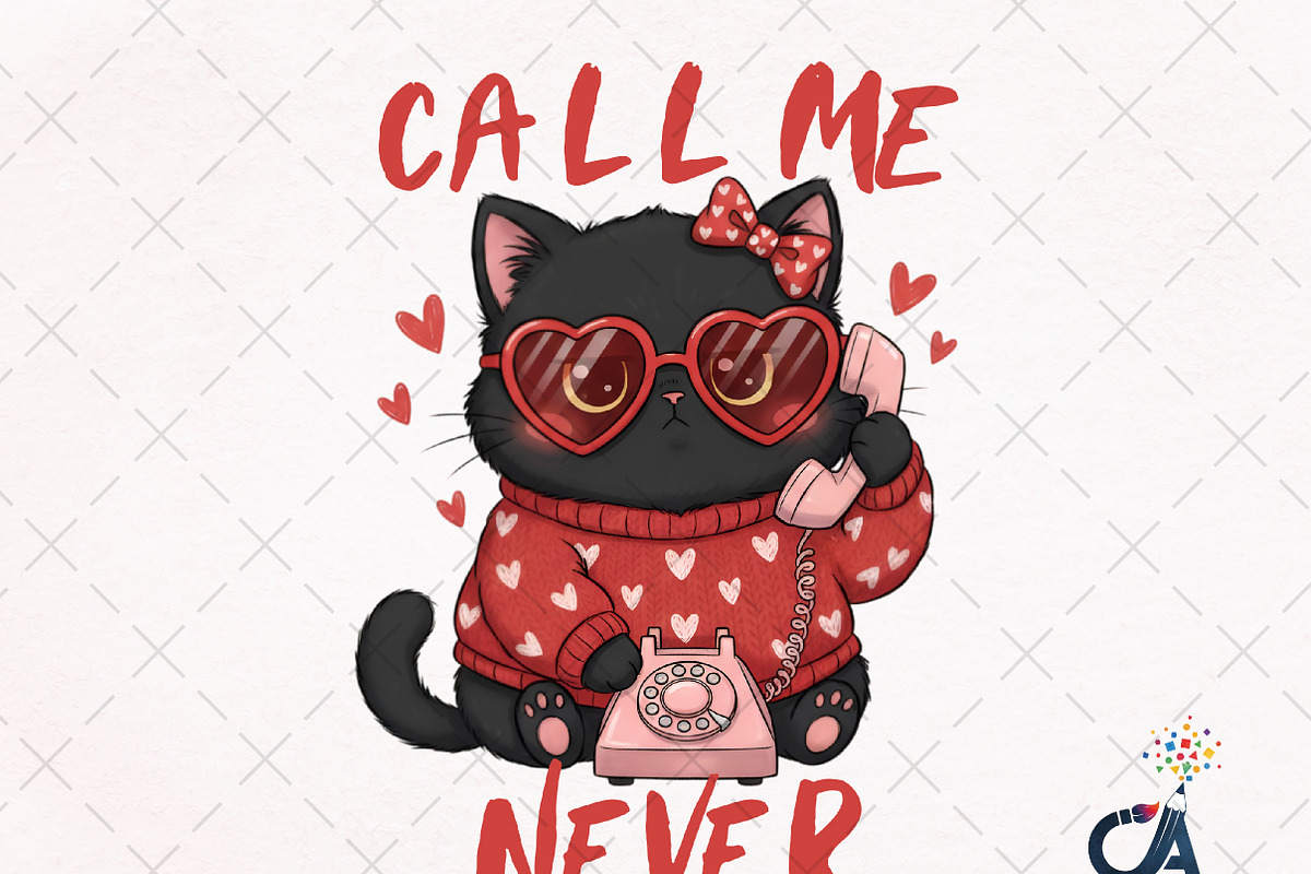 Funny Sarcastic Valentine Black Cat, an Illustration by Creative Art (Photo 1 of 6)