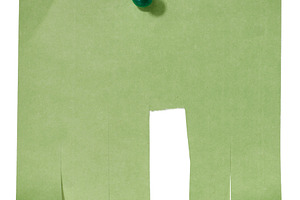A piece of green paper with jagged edges, partially torn, attach, a Background Photo by ndanko