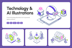 200 Technology and AI Isometric, a Technology Illustration by Vectors Market