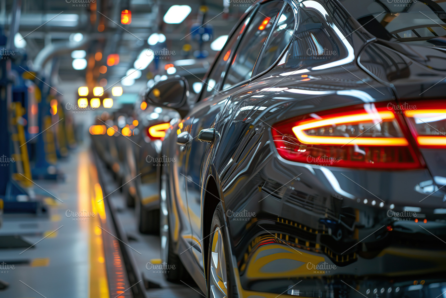 Line production of new cars in modern factory, an Industrial Photo by AlyaAnd