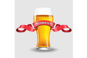 glass of light beer on white, a Food Illustration by piter.goskov