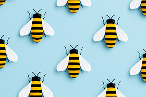 Bees on light blue background., an Animal Photo by MistyDay