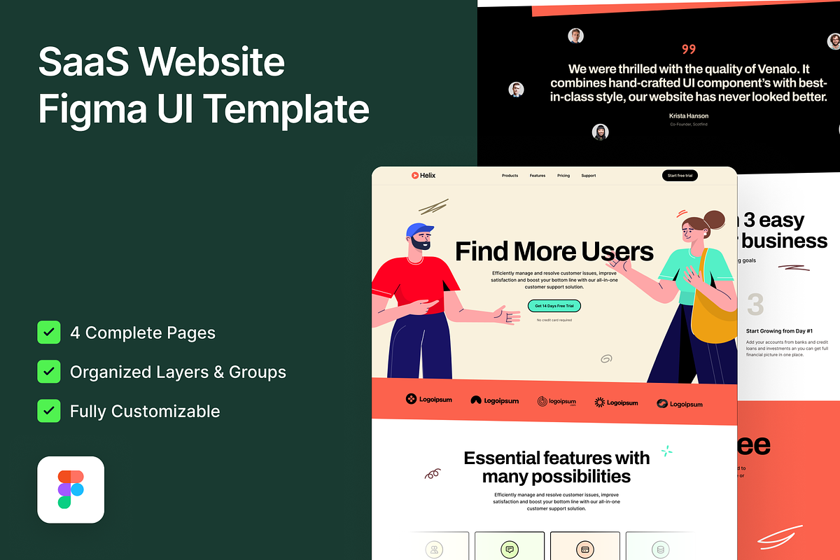 Helix - SaaS Website Figma Template, an UI Kit Template by FinestDevs (Photo 1 of 5)