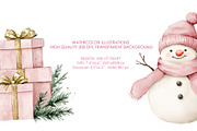 Pink Christmas watercolor clipart., a Graphic by AquarelleSpace (Thumbnail 4 of 4)
