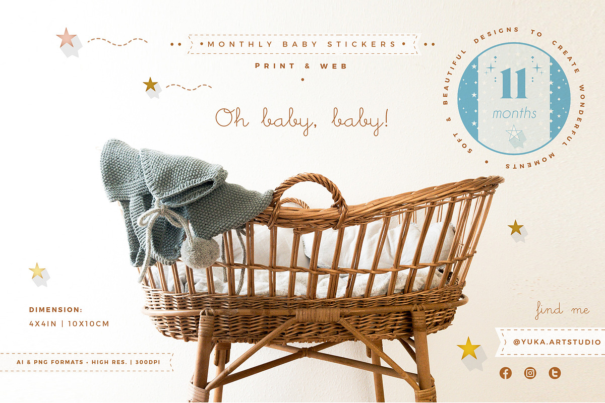 Monthly Baby Stickers, a Stationery Template by Yuka Baby (Photo 4 of 4)