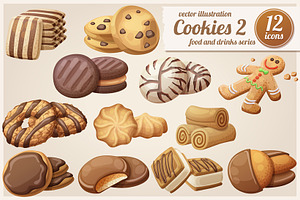 Cookies 2: Cartoon vector food icons