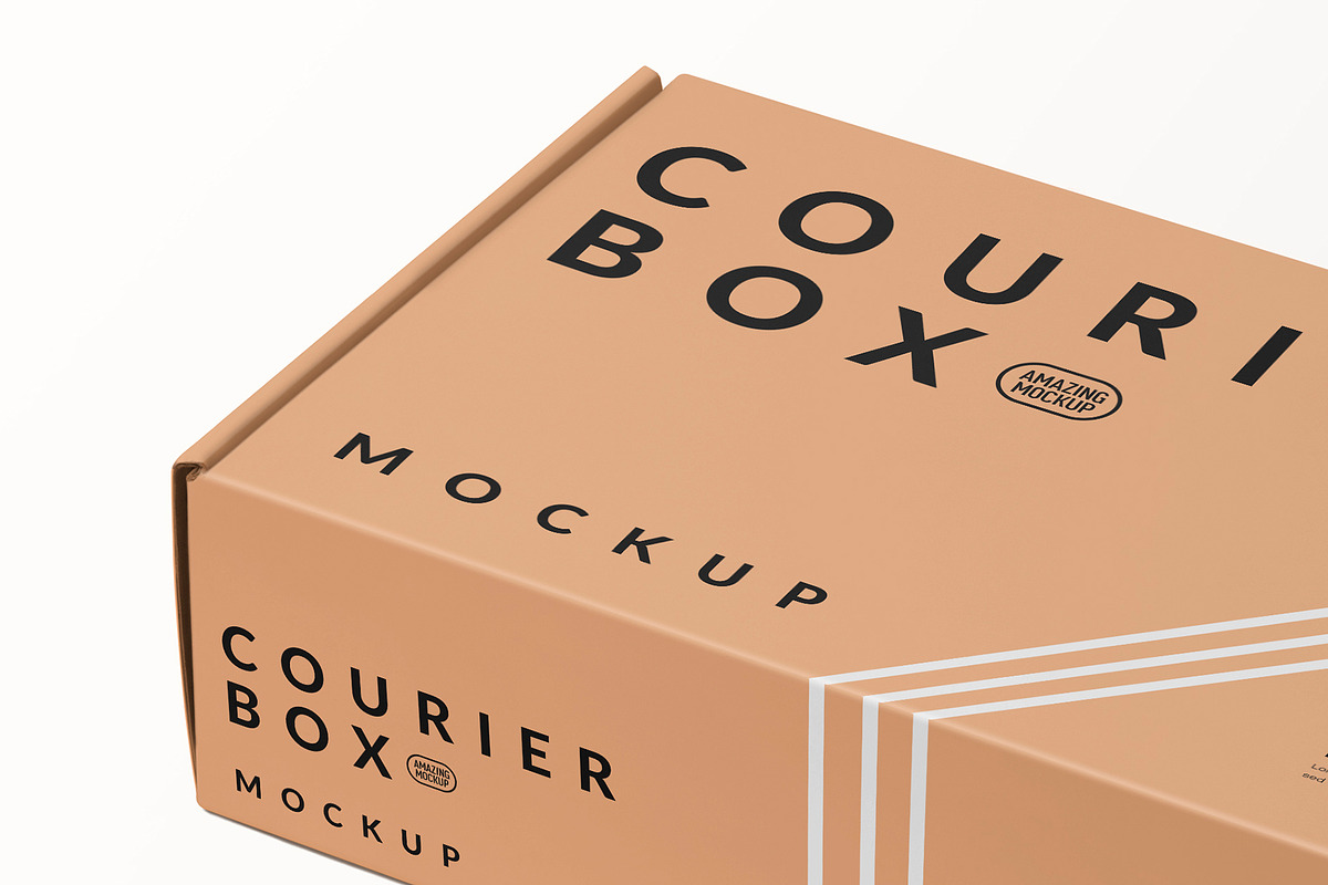 Courier Box Mockup, a Product Mockup by MockupCraft (Photo 3 of 4)