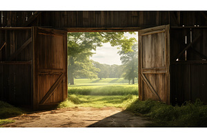 farmhouse barn doors open ai, an Architecture Photo by pikepicture