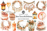 Boho Terracotta Birthday Clipart, an Illustration by SinaCreation (Thumbnail 1 of 5)