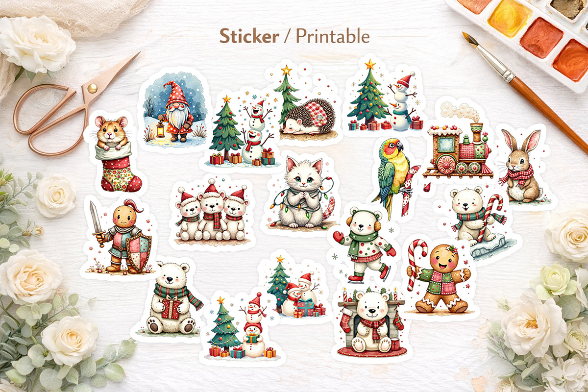 Festive Watercolor Clipart, an Illustration by Artnoy (Photo 6 of 8)