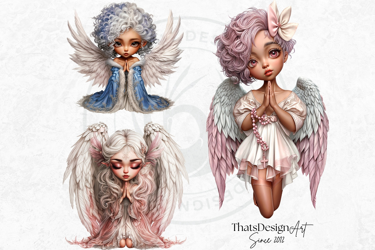 Little angels praying clipart set, a Person Illustration by ThatsDesignArt (Photo 8 of 10)