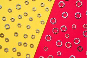 Colorful geometric hardware flat lay, an Abstract Photo by Gladkov photography