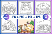 36 Cozy Spaces Coloring Pages, a Decorative Illustration by Coco Bloom (Thumbnail 2 of 3)