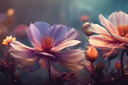Ethereal underwater scene featuring delicate blossoms drifting amidst the seren, an Abstract Photo by Natalia Klenova's Shop