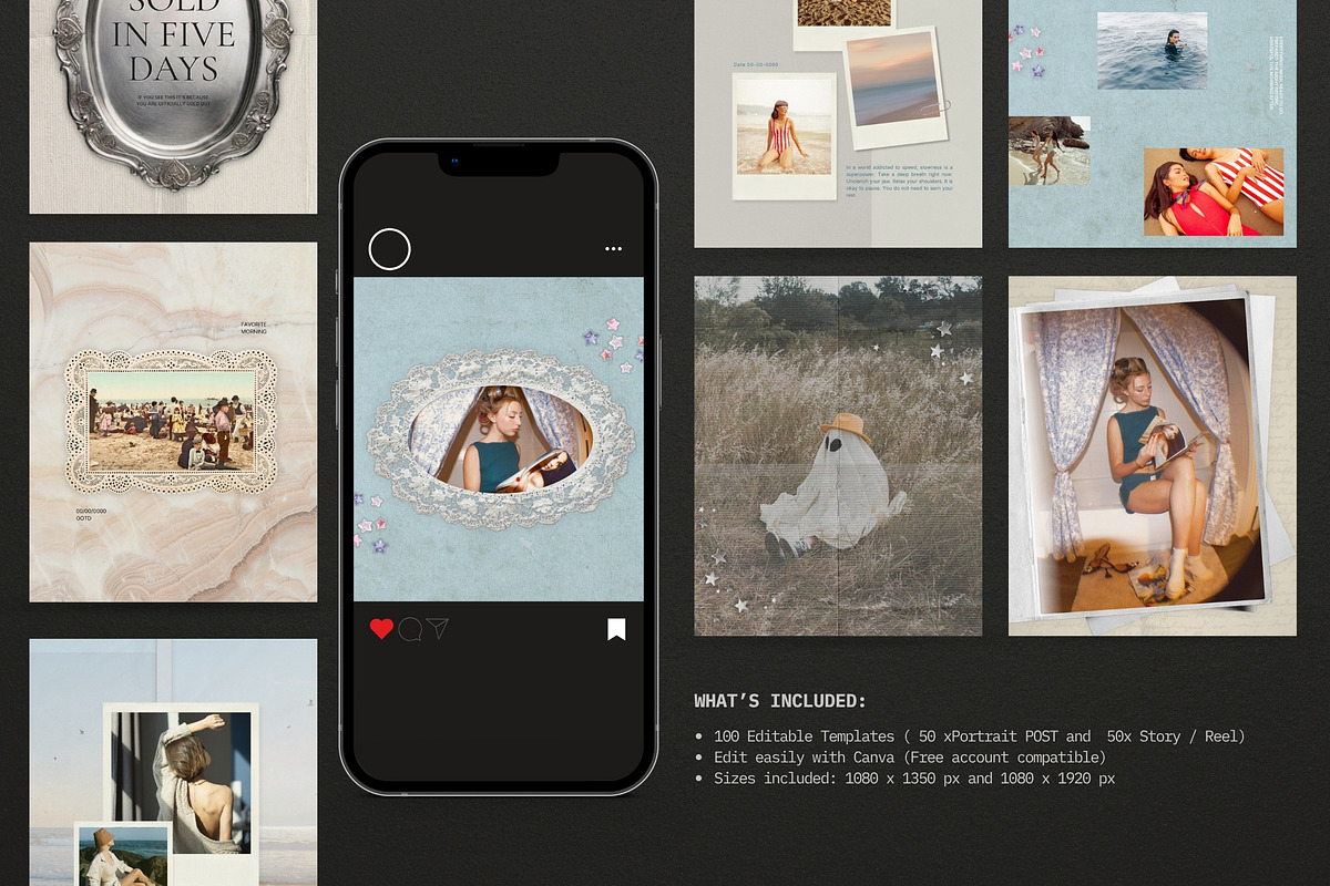 Nostalgic Beach Instagram Templates, a Social Media Template by Pani Temp. (Photo 14 of 16)