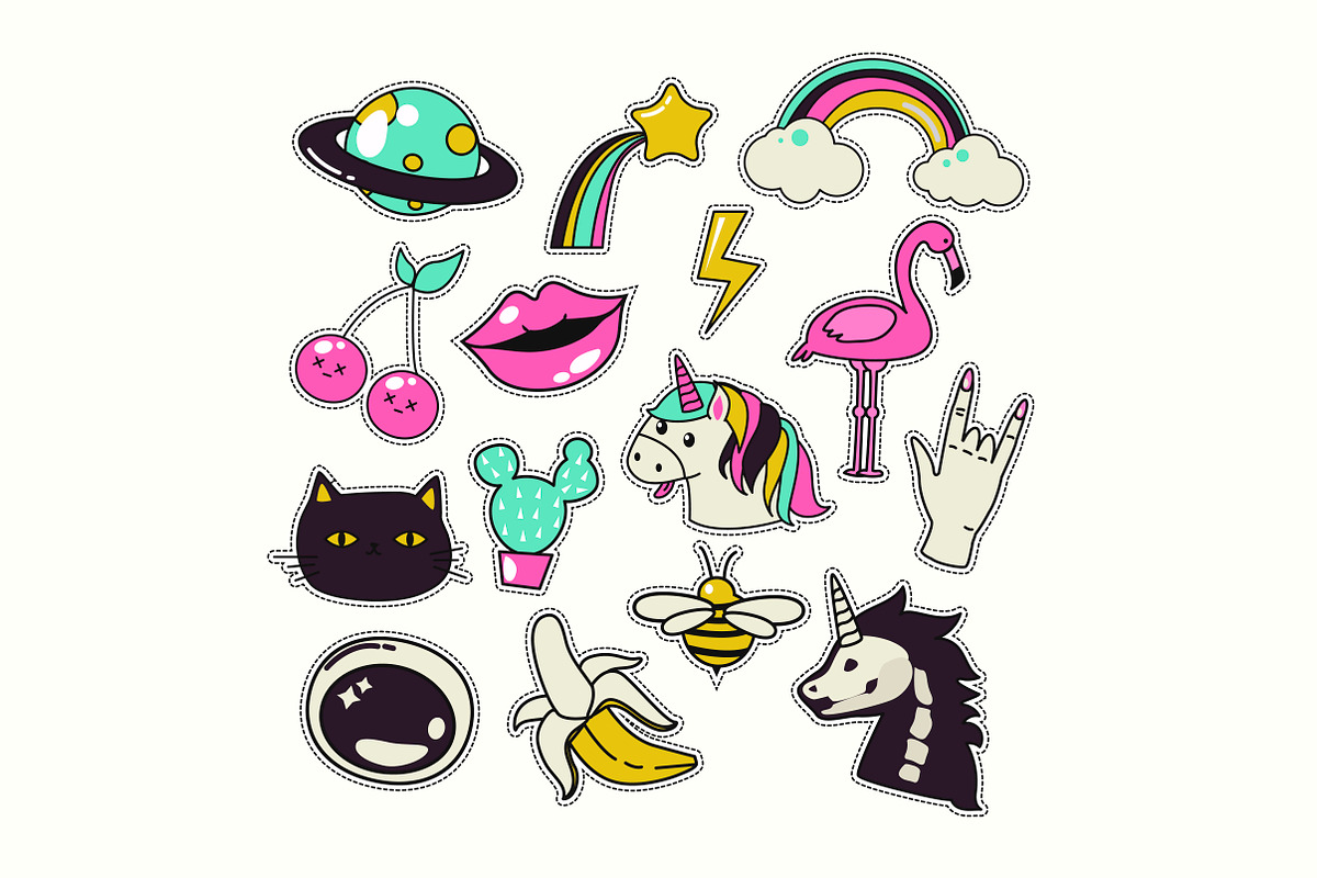 Cute patches set, an Illustration by Sviatlana-St