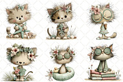 Whimsical Summer Cat Clipart, an Animal Illustration by Black Bird Studio (Thumbnail 4 of 6)