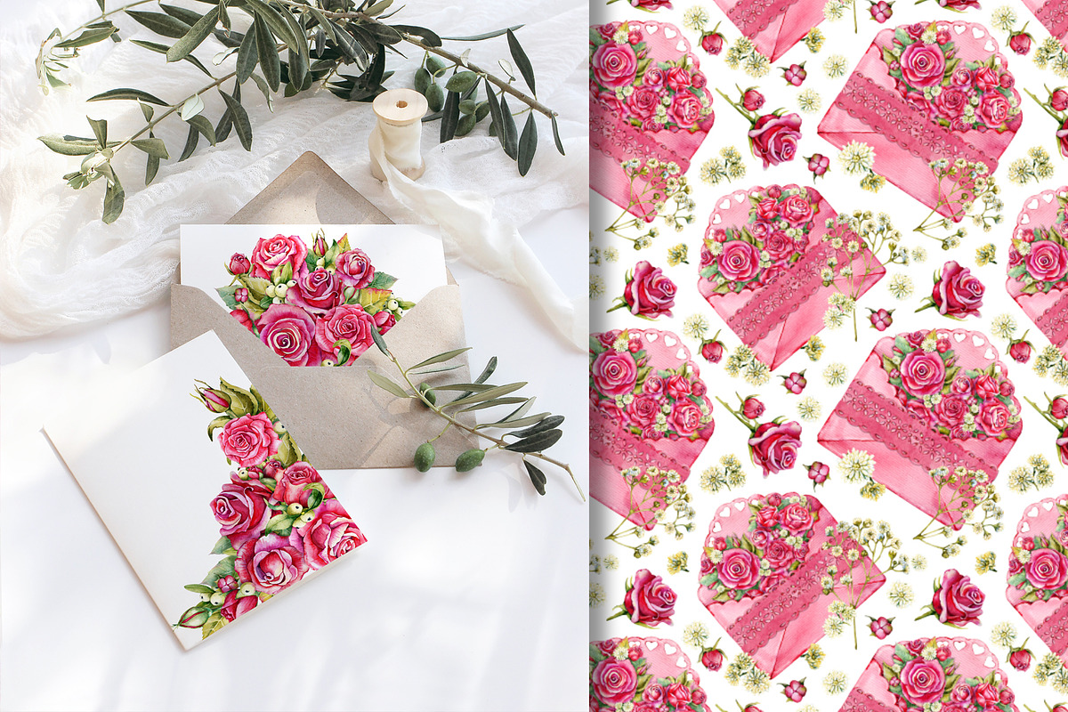 Red roses, floral watercolor set, an Illustration by Artmanata (Photo 9 of 16)