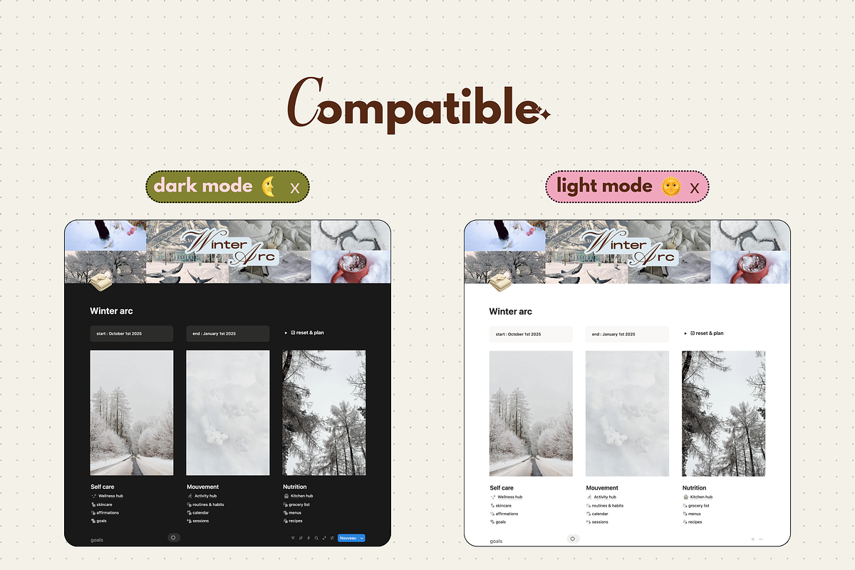 Winter arc - Notion template, an App Template by Iasan Design (Photo 9 of 10)