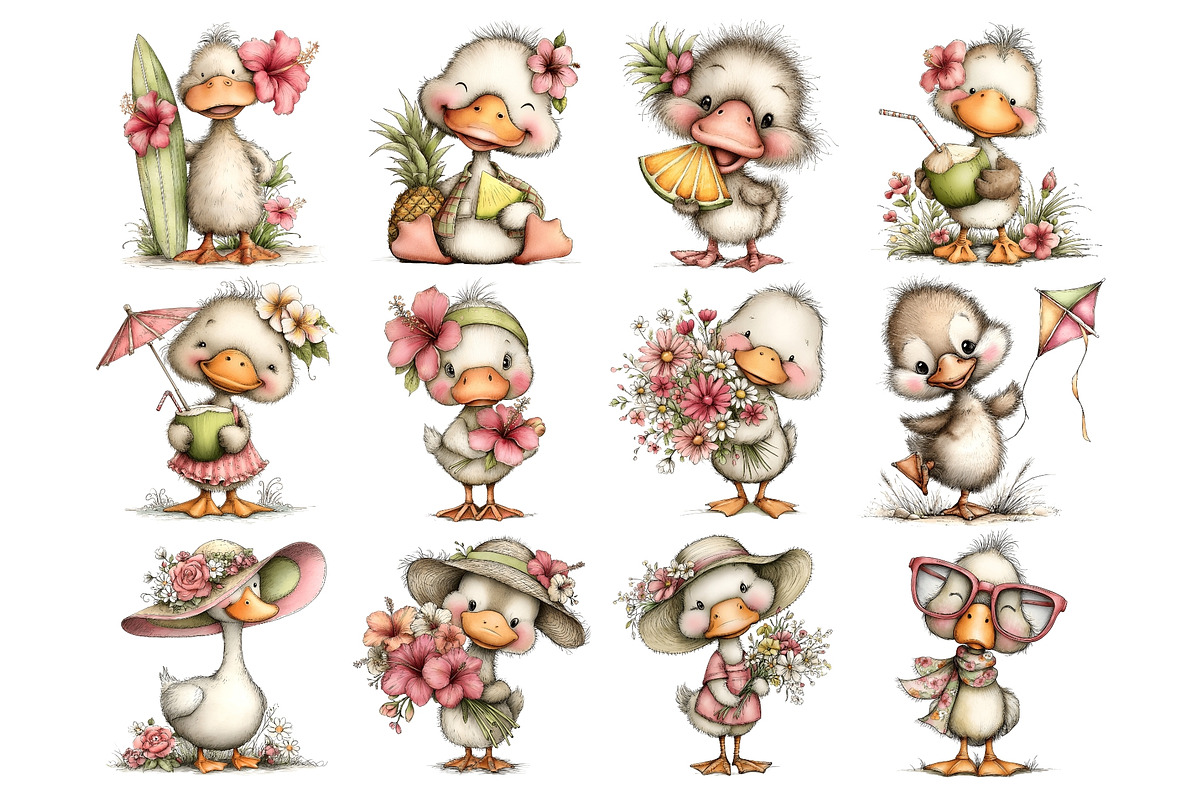 Summer Goose Watercolor Clipart PNG, an Animal Illustration by Nicolle's Colorful Art (Photo 2 of 3)
