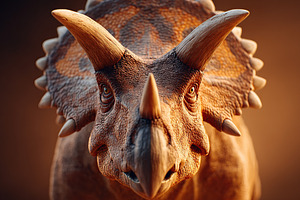 Triumphant triceratops stands proudly in a serene prehistoric landscape at suns, an Animal Photo by AlyaAnd