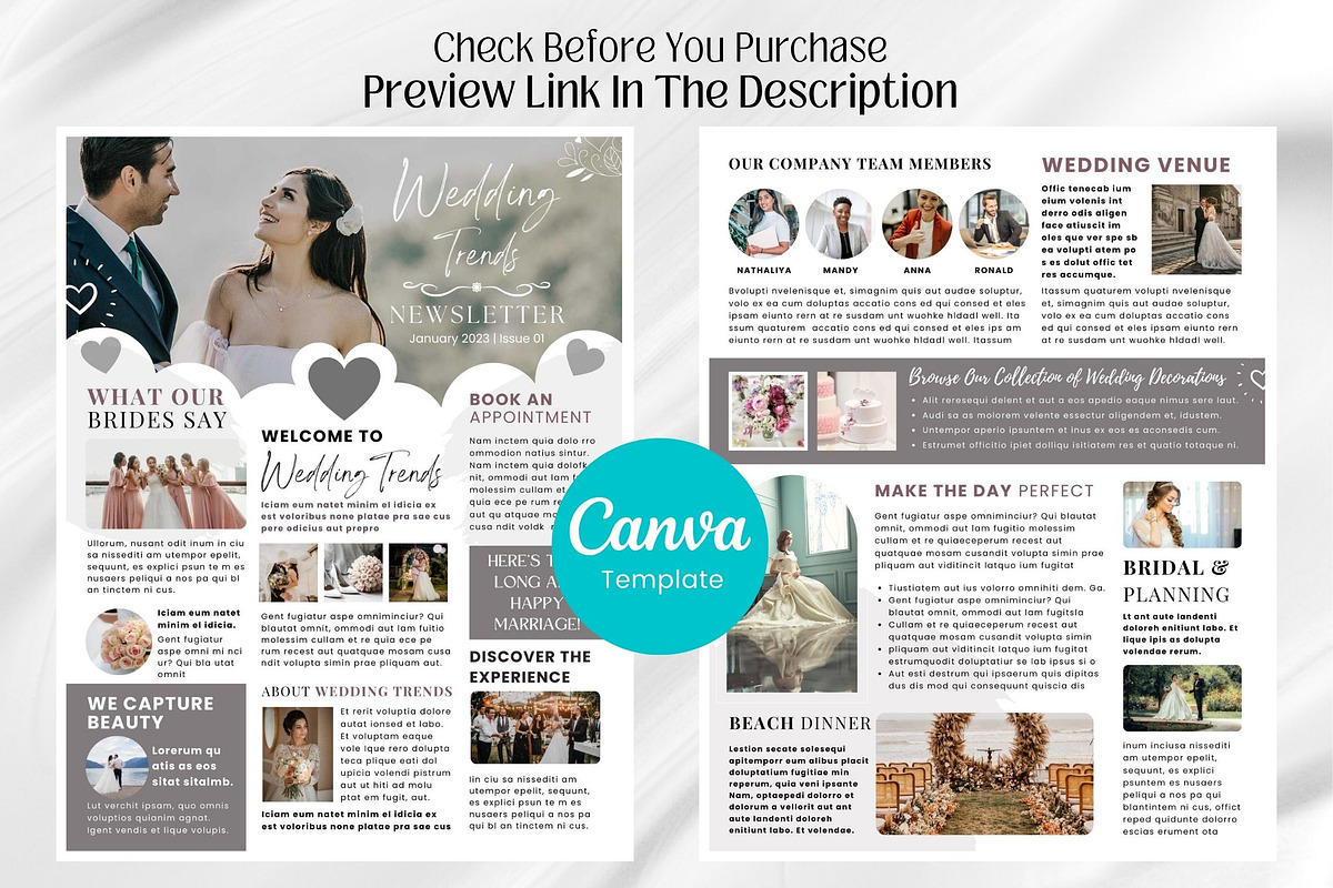 Canva Newsletter Template Wedding preview 2