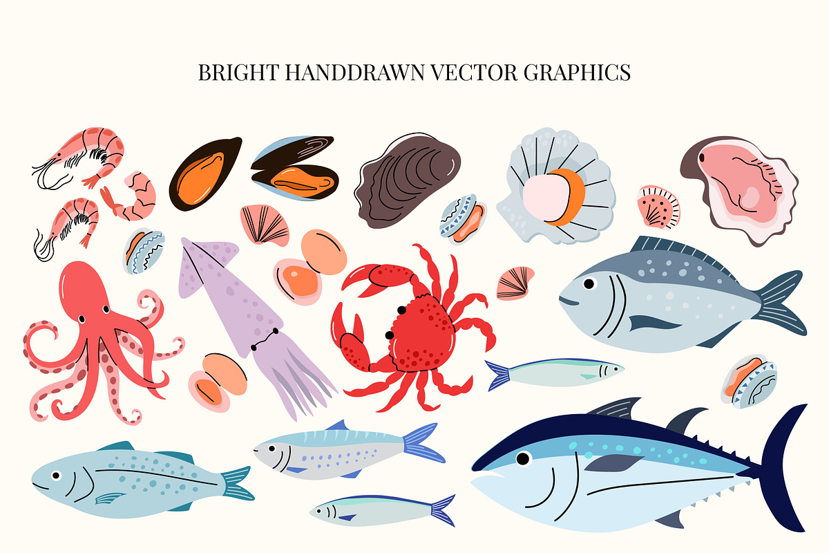 Mediterranean Kitchen Fish & Seafood, a Food Illustration by Idressart (Photo 2 of 5)