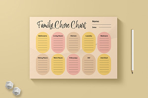 Printable Family Chore Chart Planner, a Stationery Template by MightyDesign