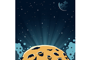 Cratered asteroid surface. Moon -