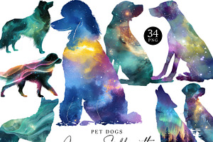 Aurora Silhouettes dogs Clipart, an Animal Illustration by Design Scotch