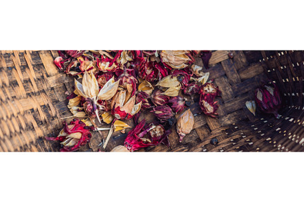 Heap of dried roselle flower. Red, a Food & Drink Photo by Elizaveta Galitskaya