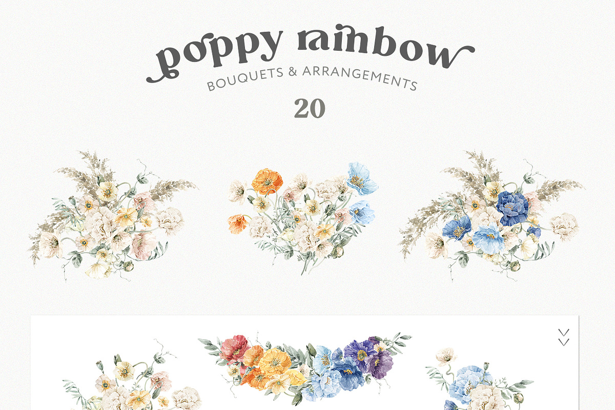 Poppy Rainbow Floral Watercolor Set, an Illustration by Cat In Colour (Photo 7 of 10)