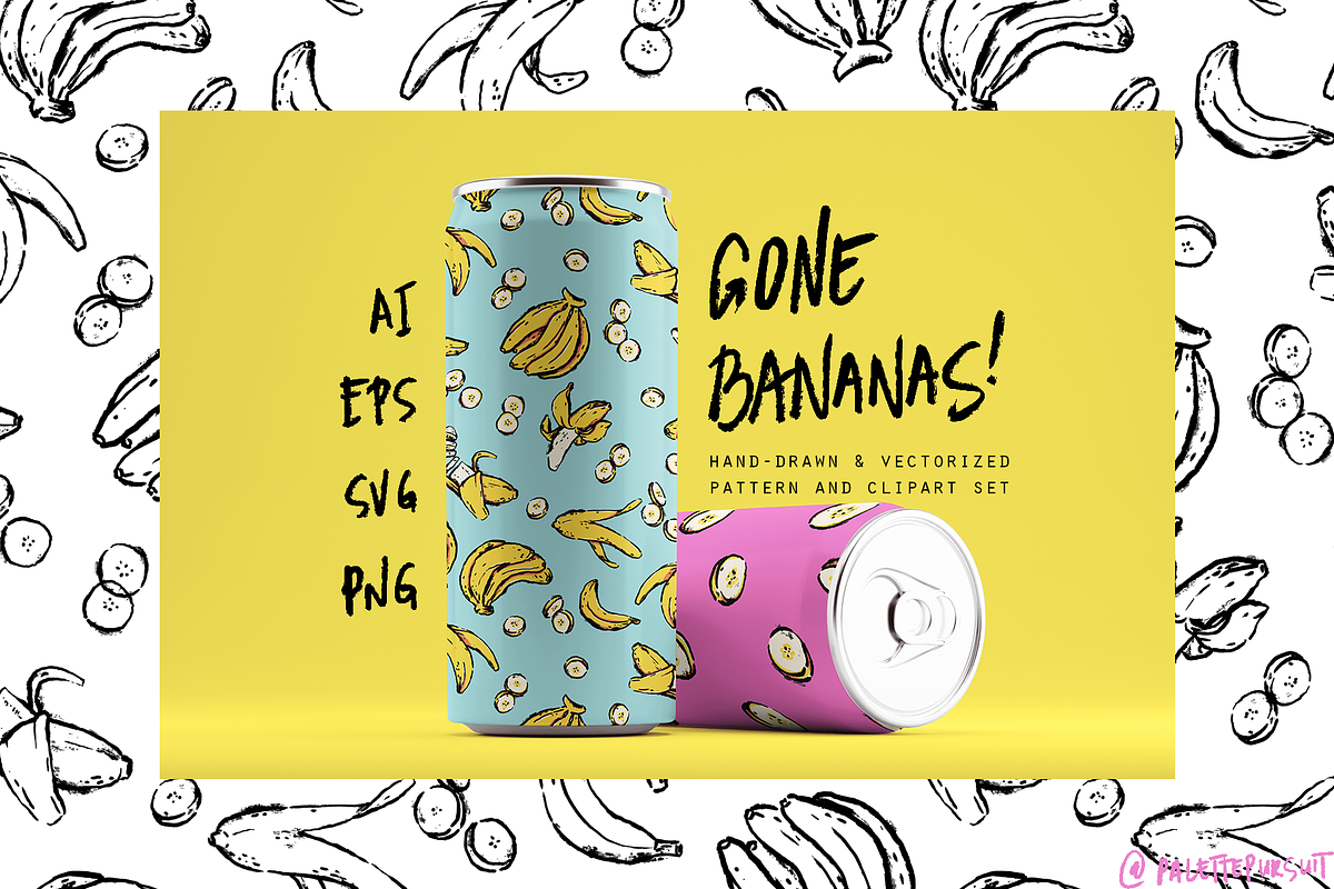 Textured vector bananas pattern set, a Food Illustration by Palette Pursuit (Photo 1 of 6)