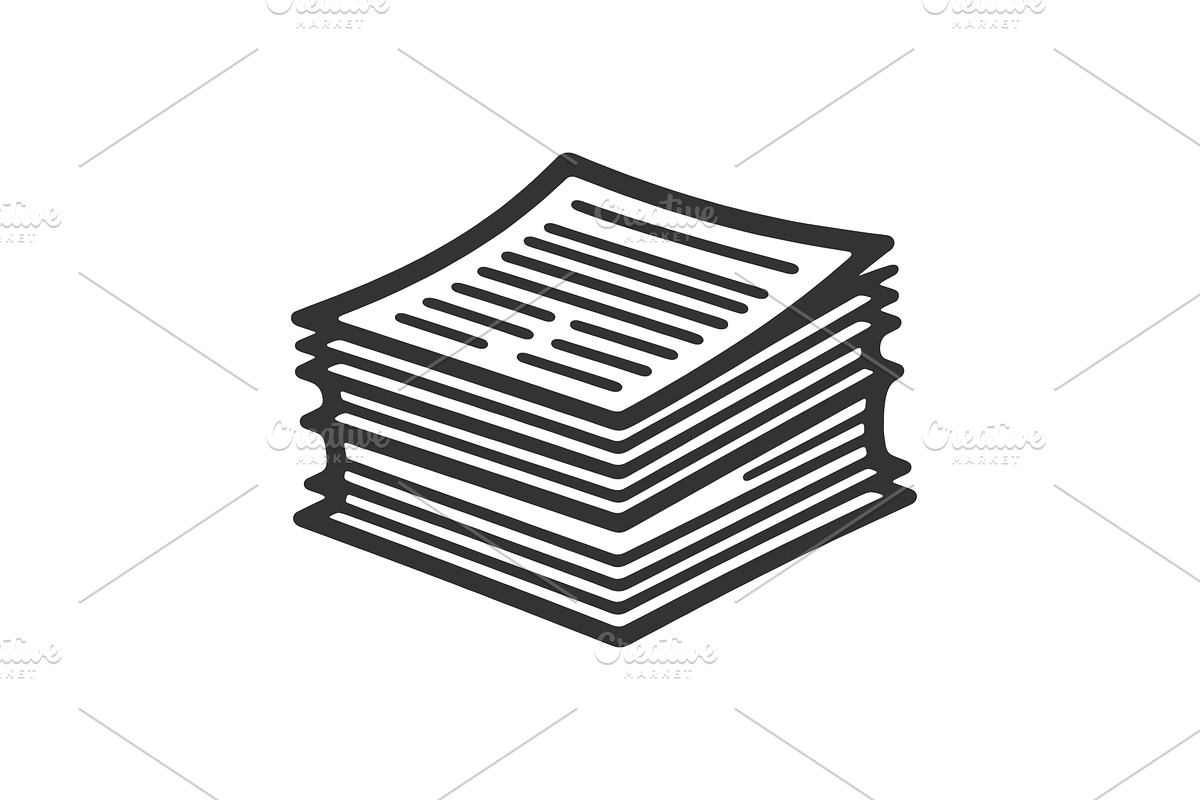 Stack Of Paper Documents Office, an Object Illustration by AlexArt