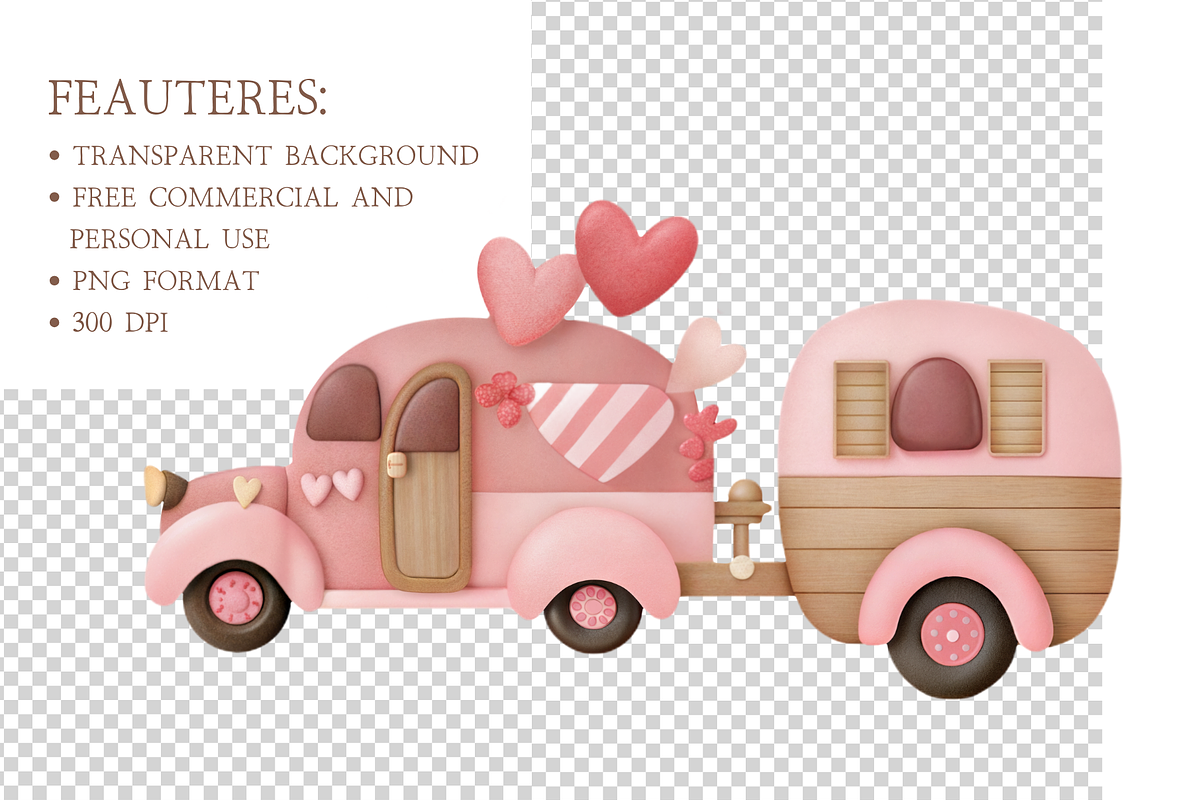 Valentine Transportation PNG Set, an Illustration by MockupWizard (Photo 4 of 5)