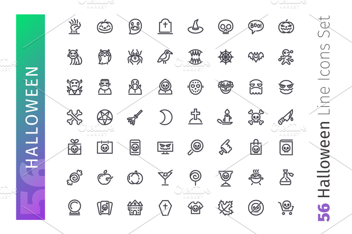 Halloween Line Icons Set, an Outline Icon by Voysla's Shop (Photo 2 of 4)
