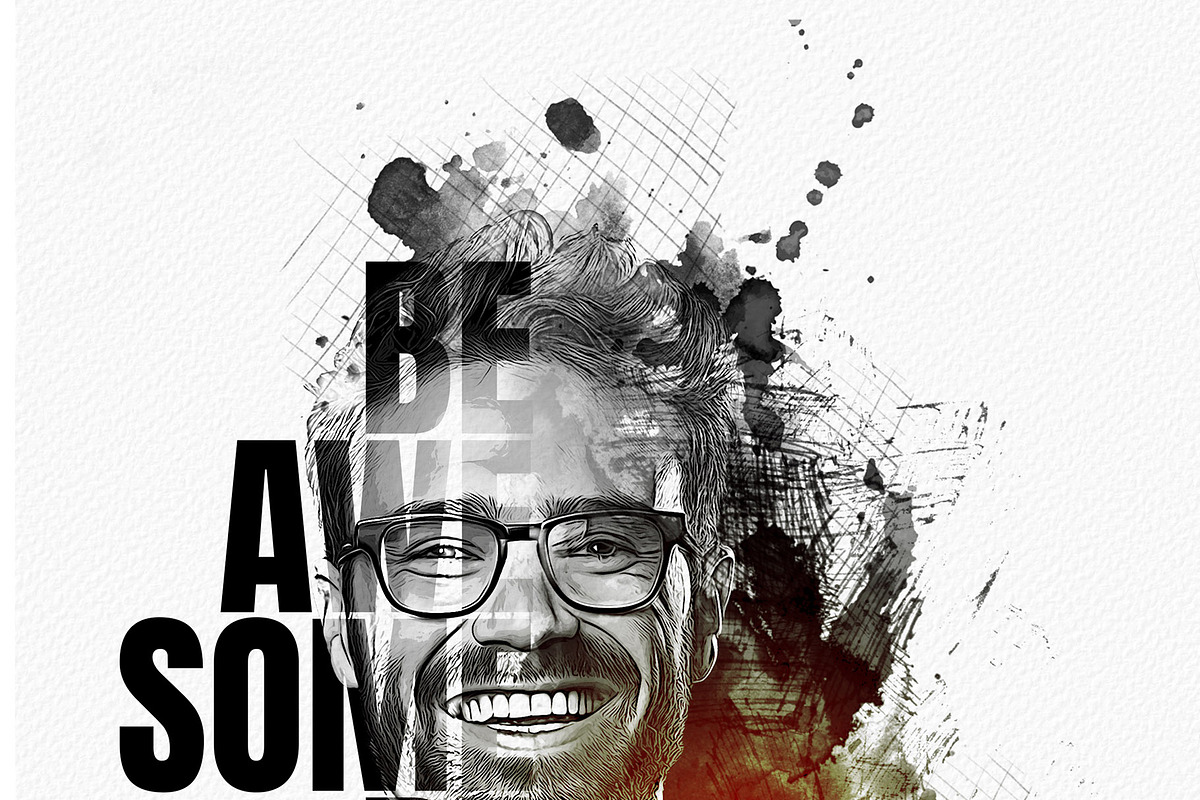 Typography portrait effect template, an Action Add-On by Photoshop Action (Photo 2 of 16)