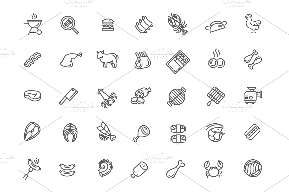 Simple Set of Meat Related Vector, an Outline Icon by Tettygreen (Photo 1 of 2)