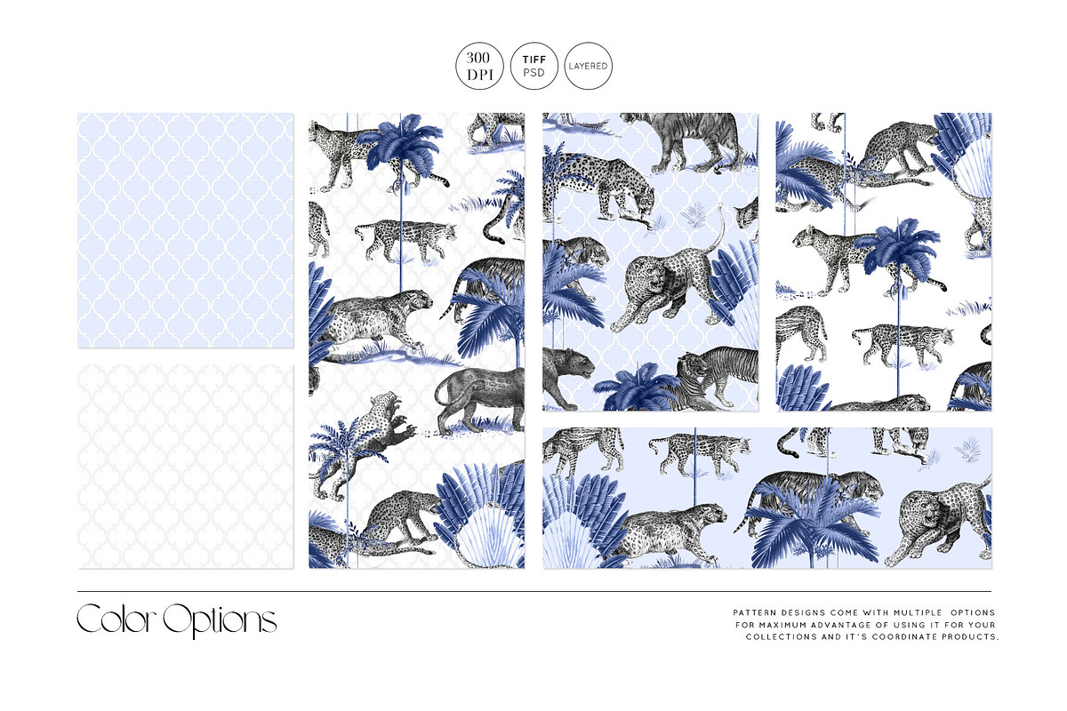 Indigo Safari Luxury Print Designs, a Pattern Graphic by TSTUDIO (Photo 3 of 11)