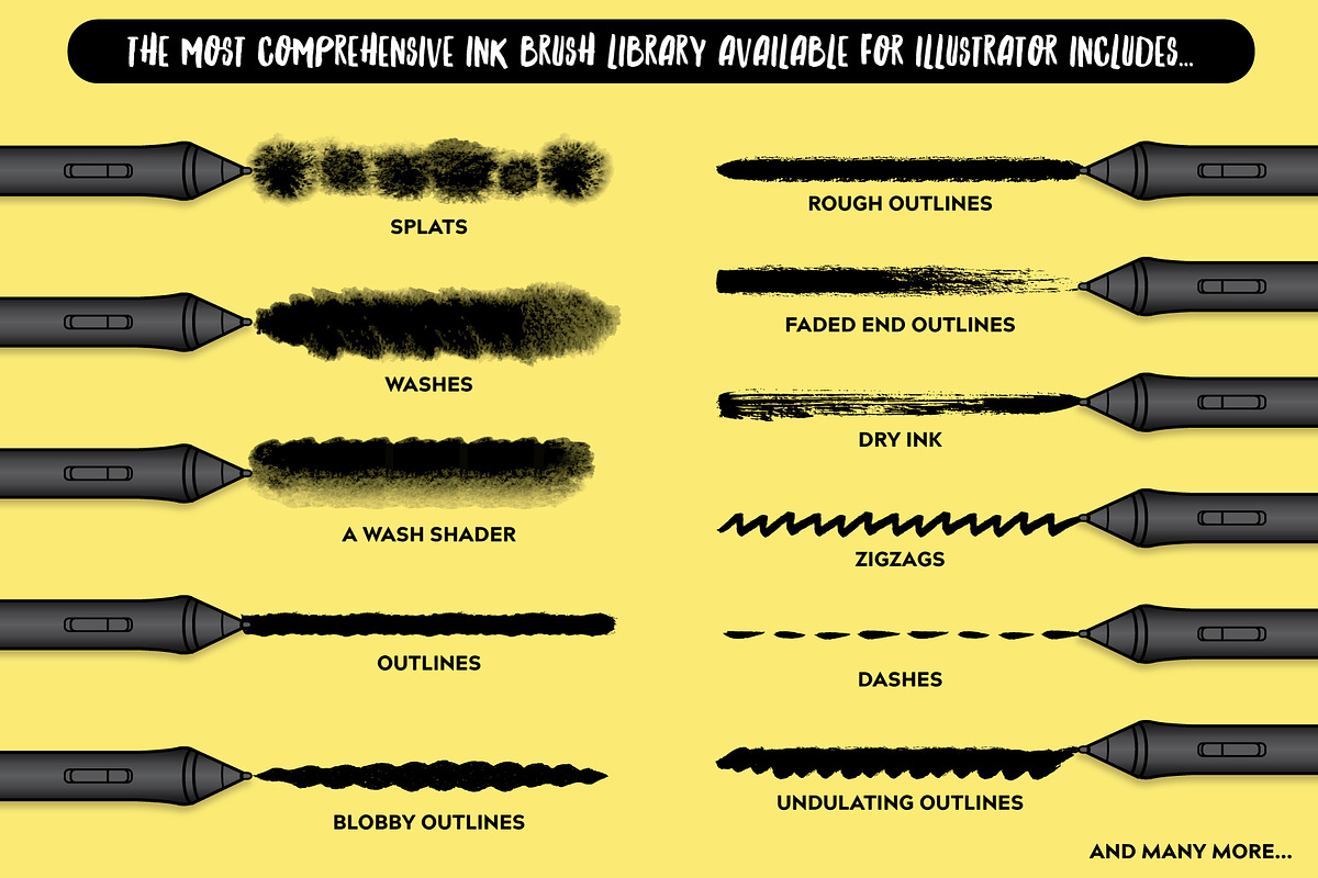 Illustrator Ink & Wash Brushes preview 3