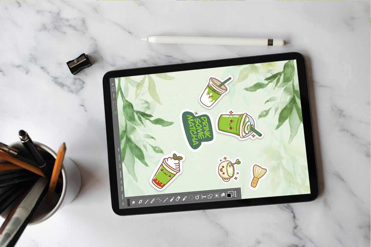 Cute Kawaii Matcha Sticker Set, an Illustration by Dori Debreceni draws (Photo 3 of 6)