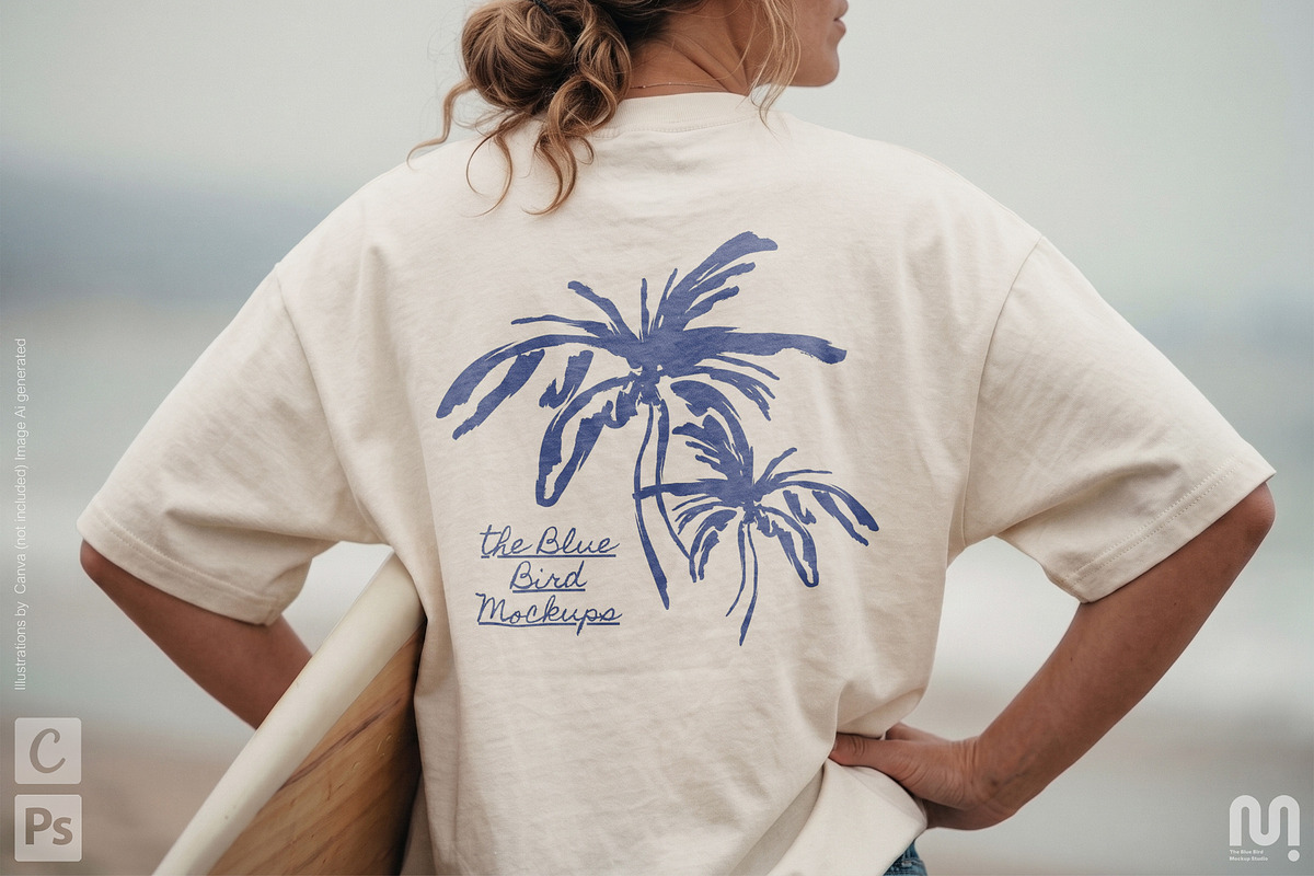 Beach T-Shirt Mockup Back view, a Shirt Mockup by The Blue Bird (Photo 4 of 8)