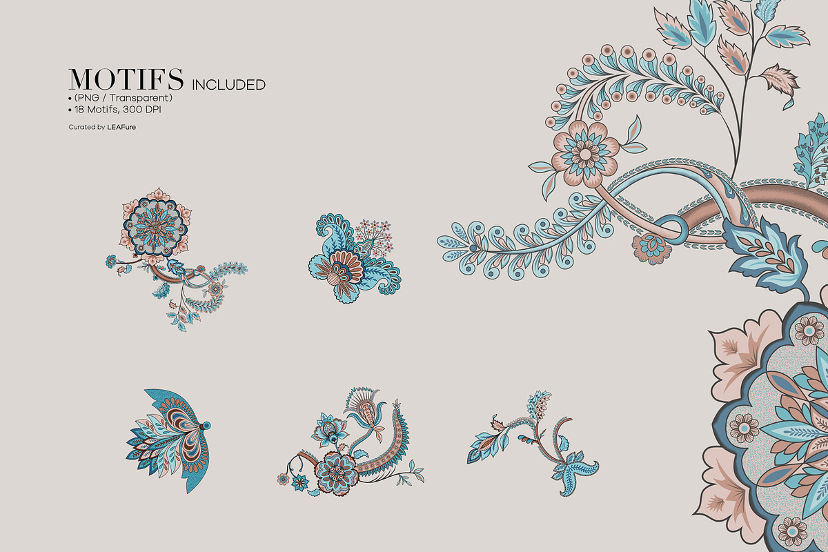 Persian Azure Traditional Patterns, a Pattern Graphic by LEAFure
