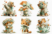 Whimsical Spring Cats Clipart, an Illustration by Craft Nest (Thumbnail 3 of 11)