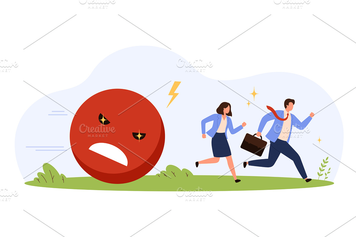 Business Running Angry Feedback, a Person Illustration by Flashvector