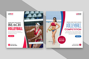Beach Volleyball Social Media Post, a Social Media Template by nandinigraphics