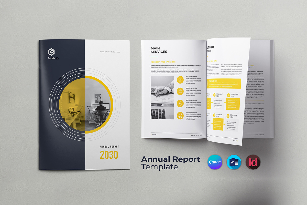 Annual Report Canva, a Brochure Template by DesignDevisers (Photo 1 of 11)